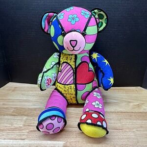 Romero Britto Build A Bear Patchwork Plush Teddy Bear Designer Pop Art